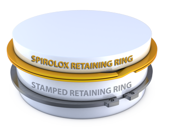 Spirolox Retaining Ring compared to a stamped retaining ring